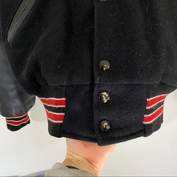Vintage Smirnoff Vodka Leather Sleeve Varsity Letterman Bomber Jacket Red Large - Picture 4 of 8